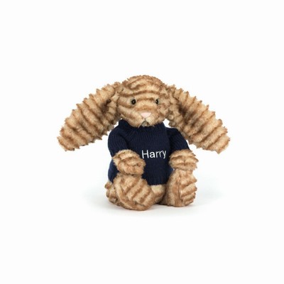 Jellycat Bashful Luxe Bunny Juniper with Navy Jumper New Zealand | KMZGU5480